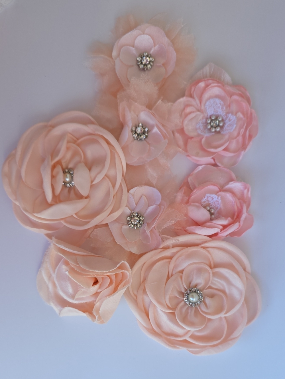 Blush Pink Satin Flower Hair Clips - Elegant Floral Accessories
